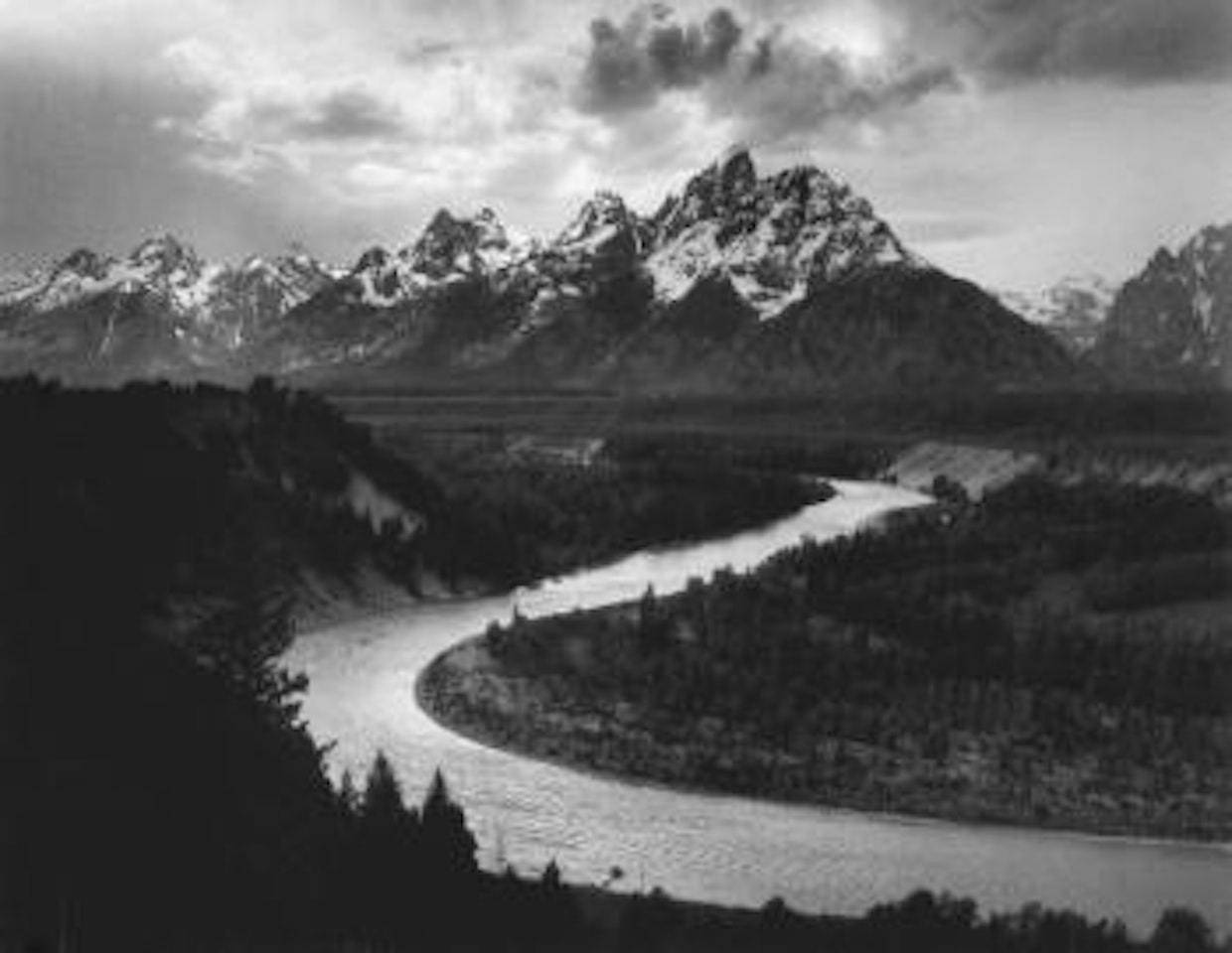 Grand Teton Range and Snake River, thunderstorm, Wyoming by Ansel Adams