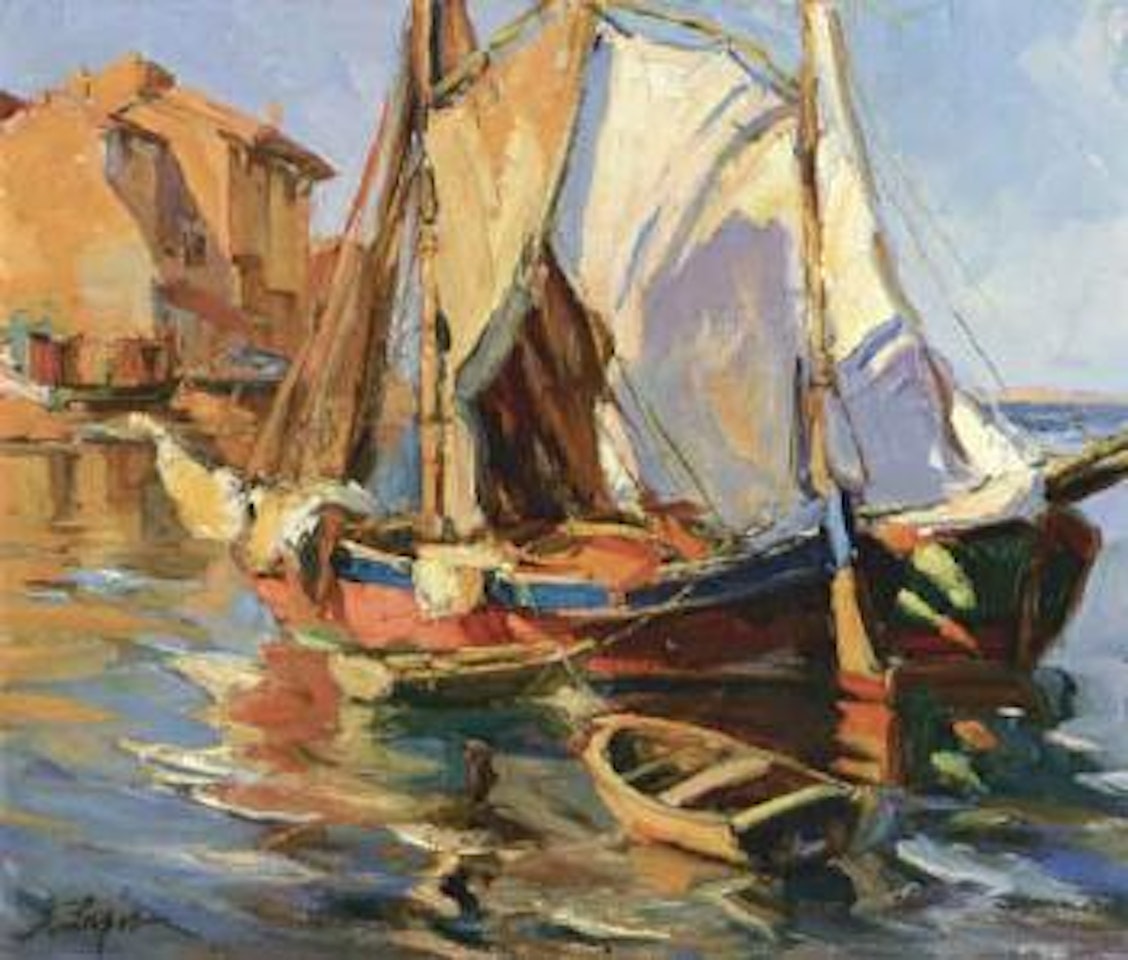 Boats in Martigues by Georgij Aleksandrovic Lapschin