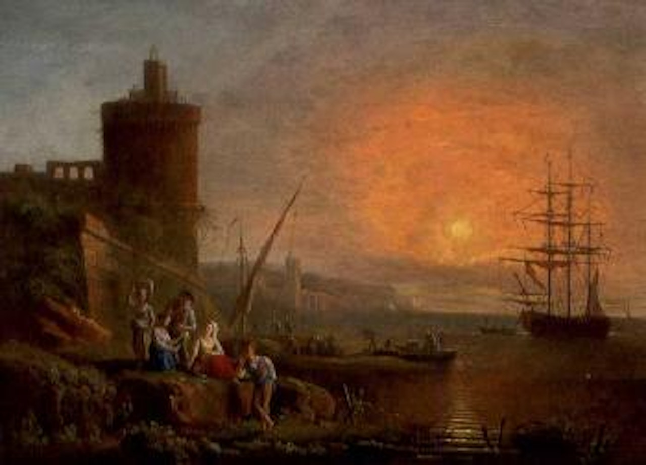 Mediterranean coastline at sunset by Charles François Grenier de Lacroix de Marseille