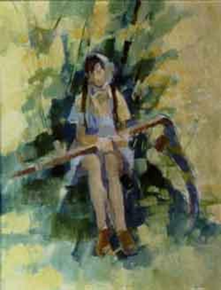 Figure holding a scythe by Harold Riley