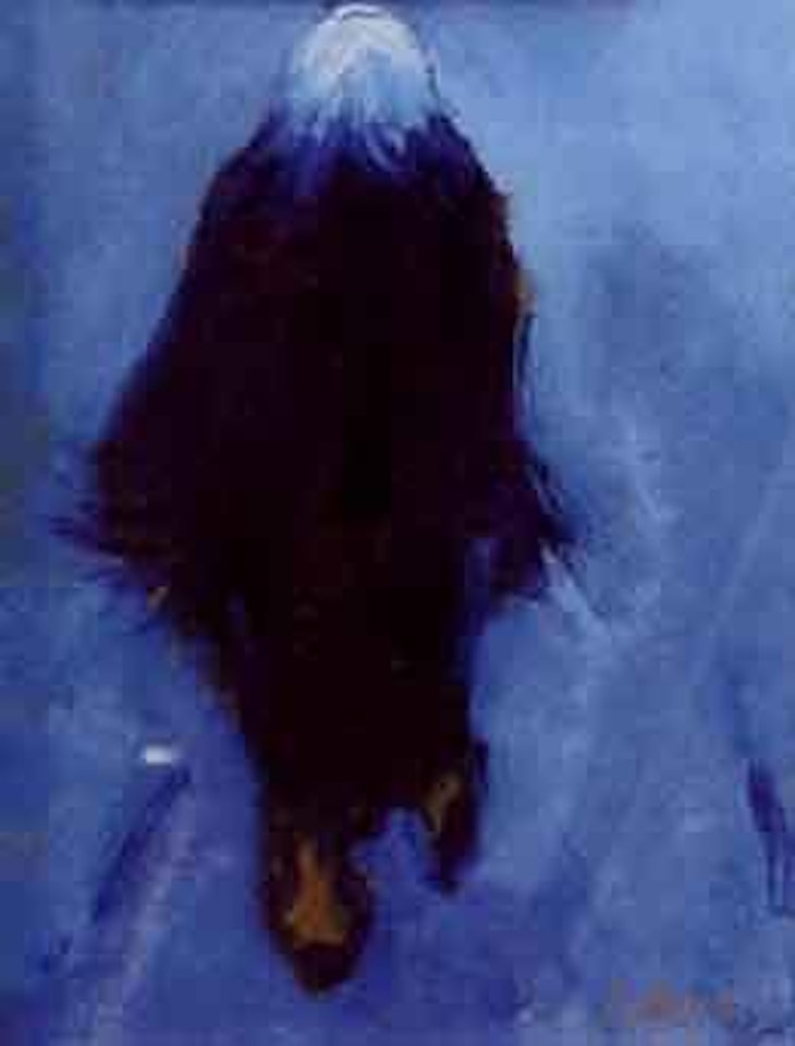 Figure walking away by Harold Riley