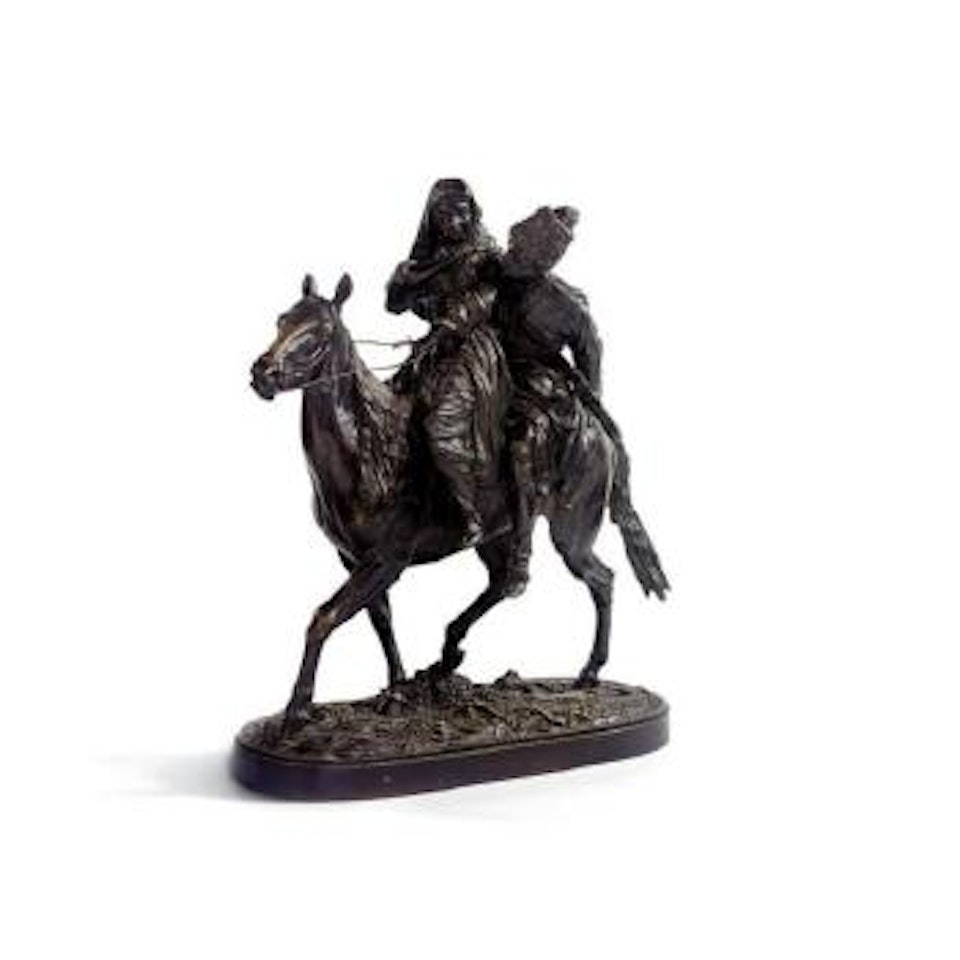 Cossack lovers on horseback by Eugene Alexandrovic Lanceray