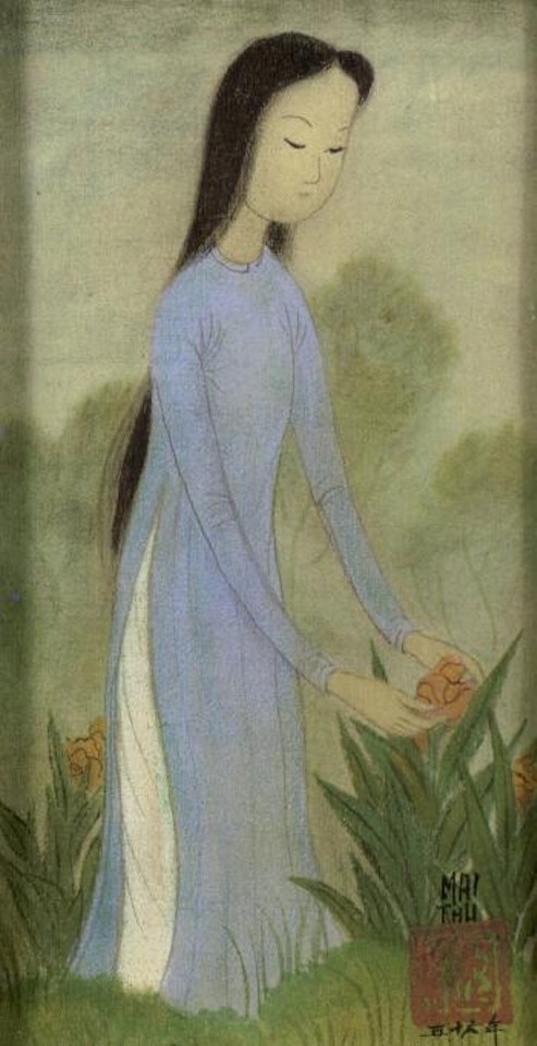 Woman in blue dress by Mai Trung Thu