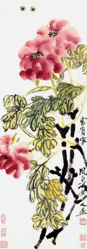 Peonies and bees by Qi Baishi