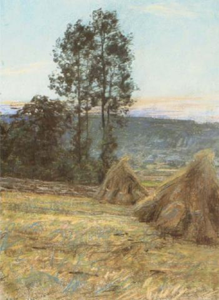 Les meules, coucher de soleil by Léon Augustin Lhermitte