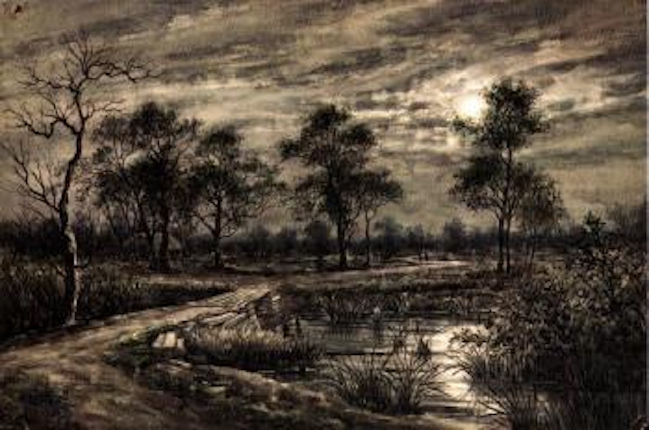Landscape in moonlight by Lengyue Tao