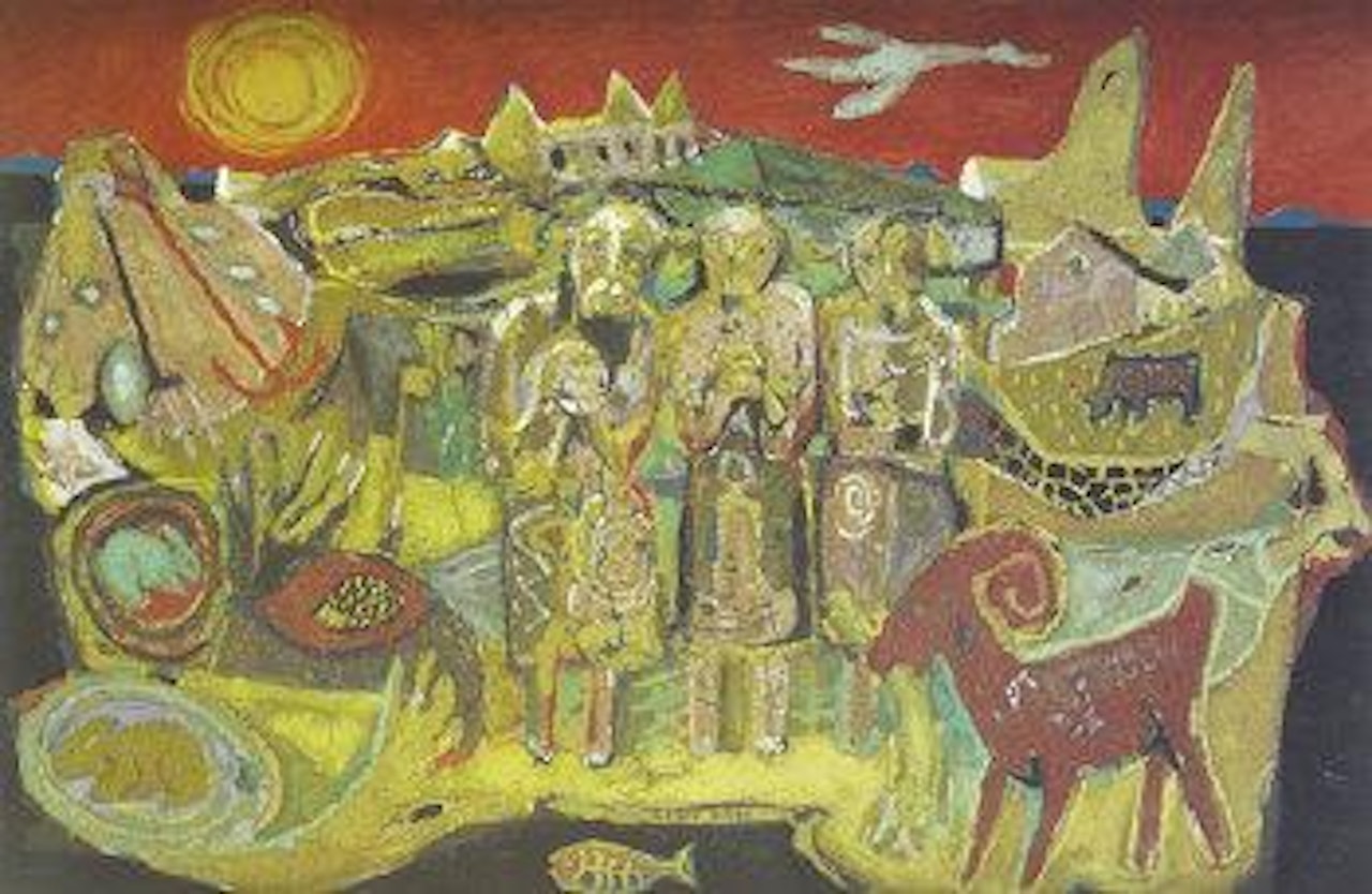 Three men on an island by Gerard Dillon
