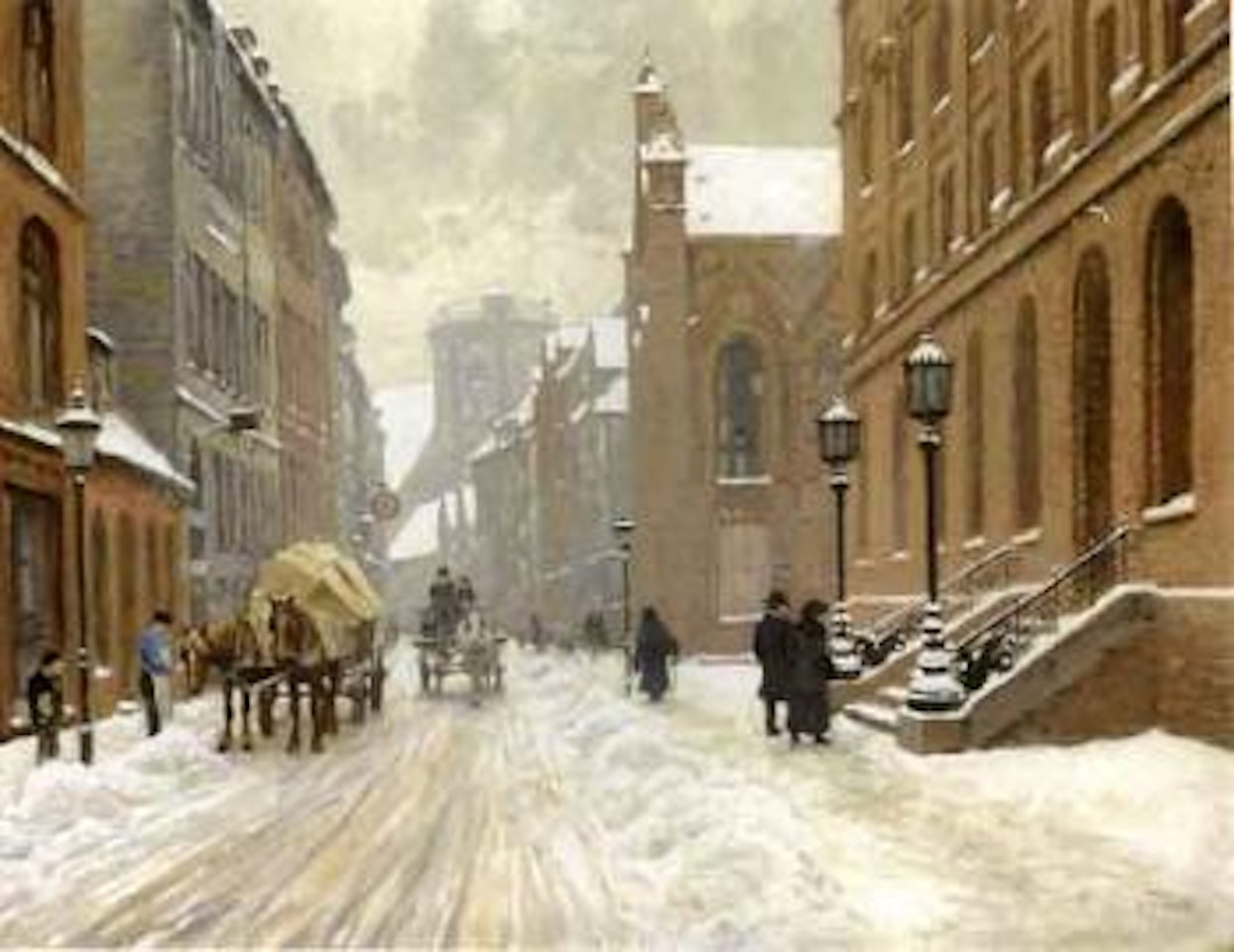 Winter's day in Krystalgade seen from Norregade by Paul Fischer