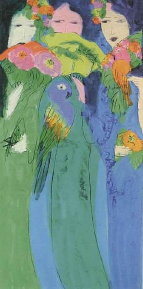 Composition with women and parrots by Walasse Ting