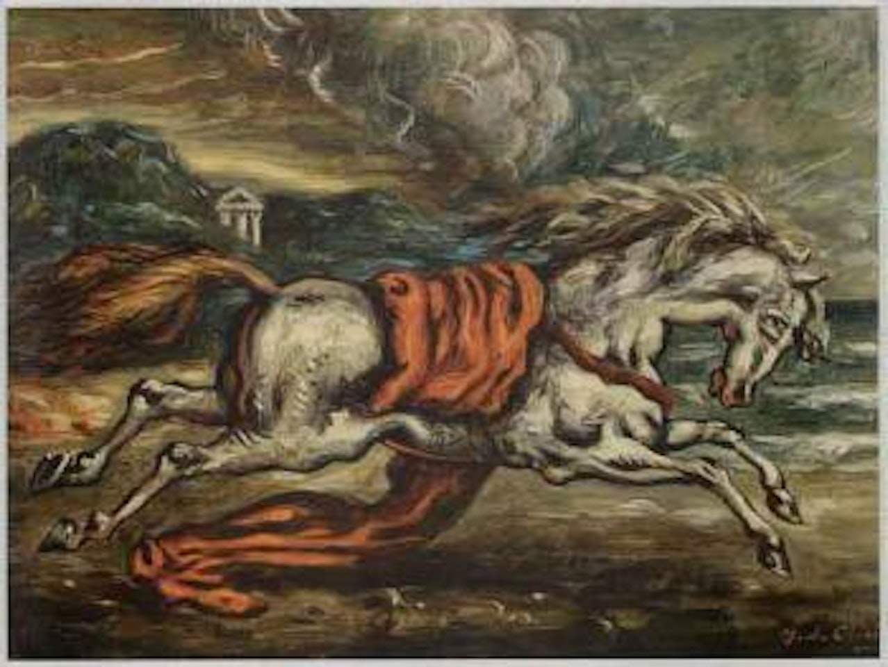Le cheval blanc a la mer by Giorgio de Chirico