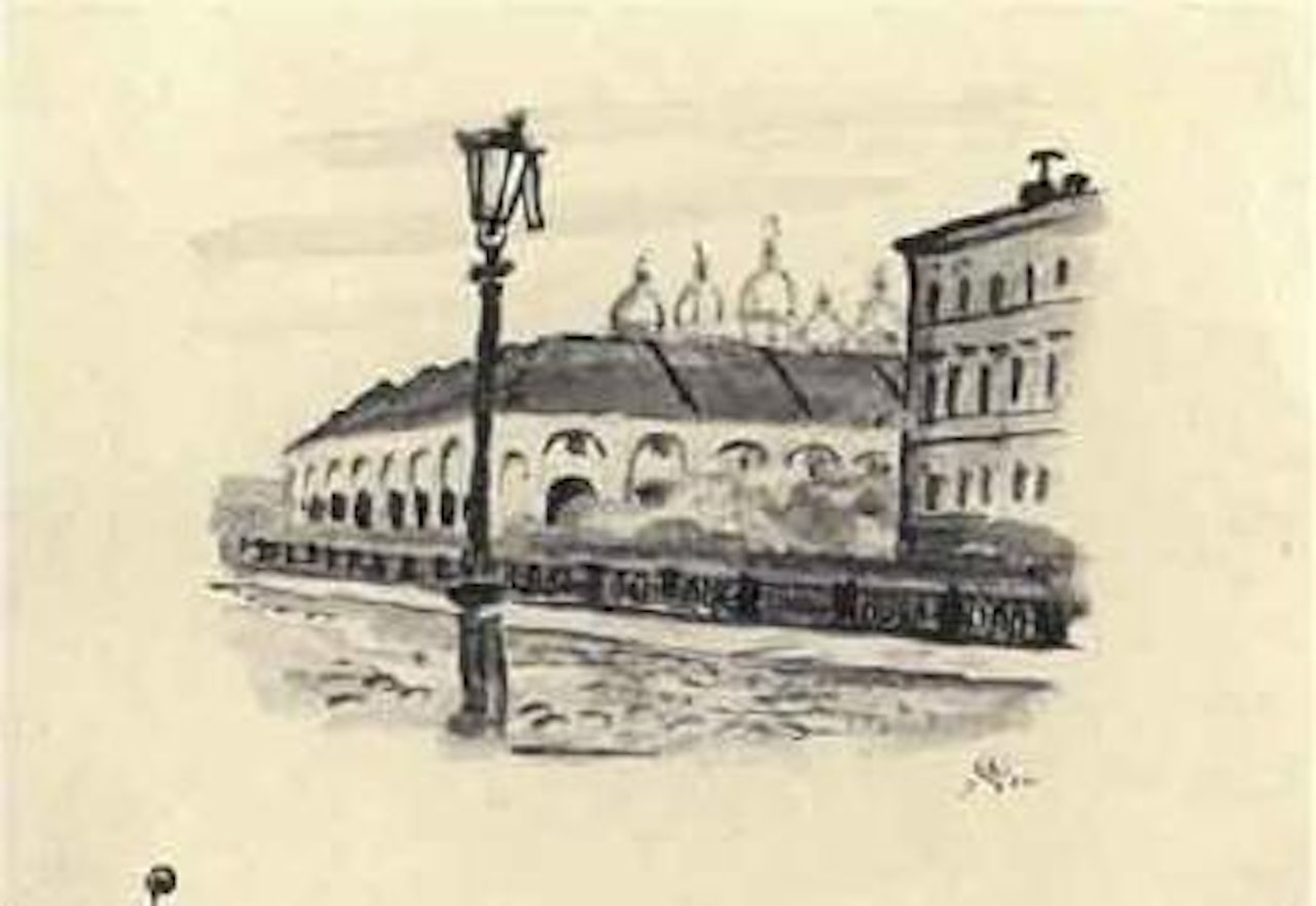 Le marche Nikolsky sur le canal Krioukov, Saint Petersbourg by Mstislav Valerianovich Dobuzhinsky