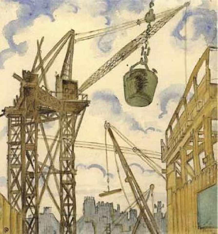 Les grues a Londres by Mstislav Valerianovich Dobuzhinsky
