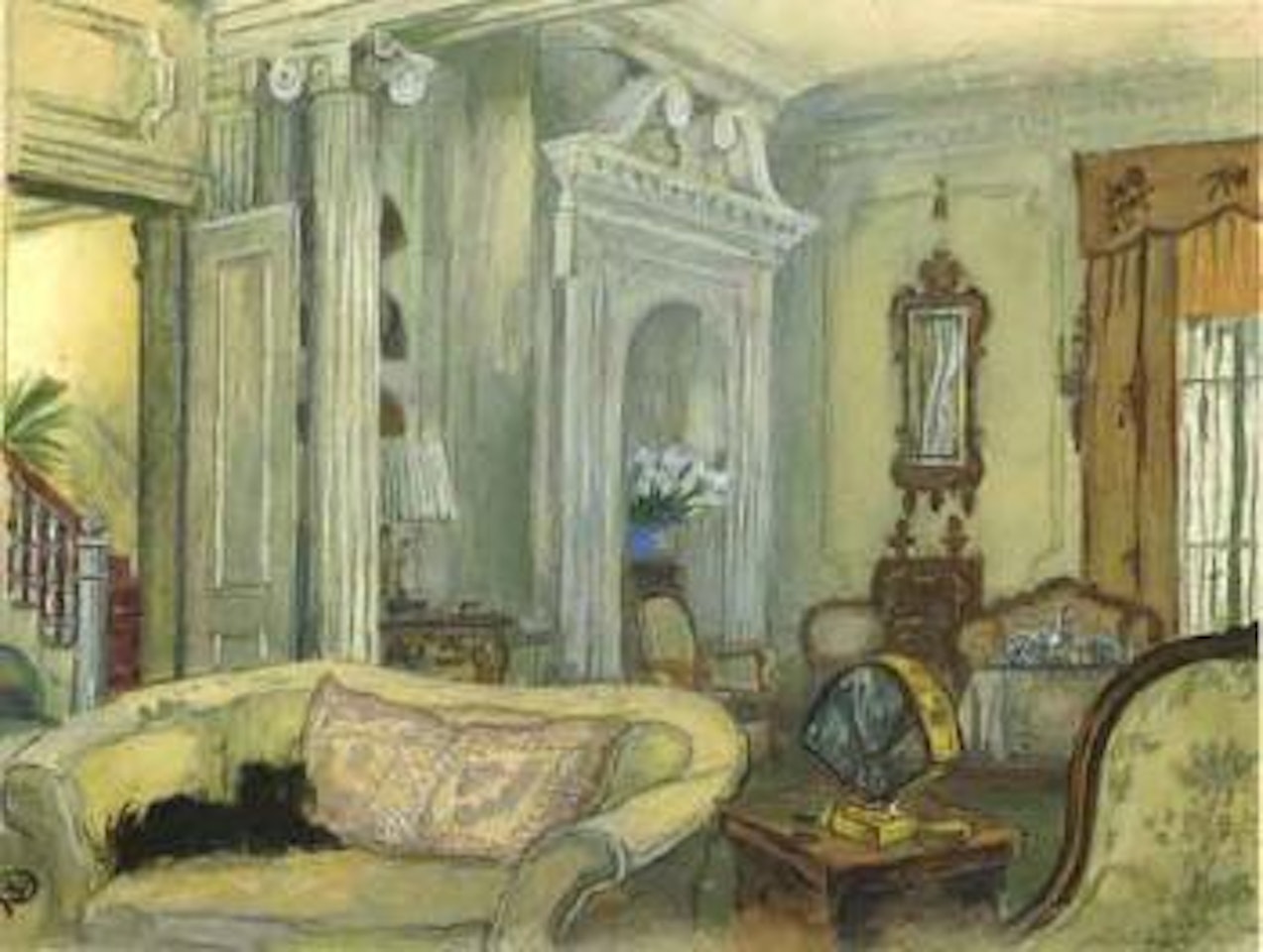 Interieur a Rhodes Island, USA by Mstislav Valerianovich Dobuzhinsky