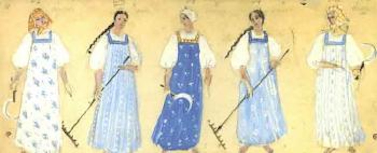 Etude comprenant 5 costumes de paysannes by Mstislav Valerianovich Dobuzhinsky