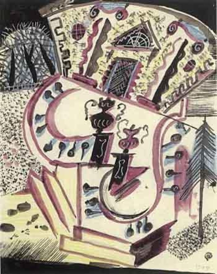 Le perron eclate a New York by Mstislav Valerianovich Dobuzhinsky