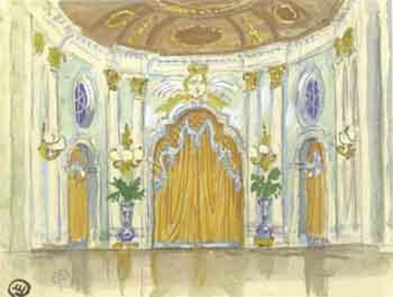 Le bal de promotion d'une ecole militaire, Ballets Russes de Monte Carlo by Mstislav Valerianovich Dobuzhinsky