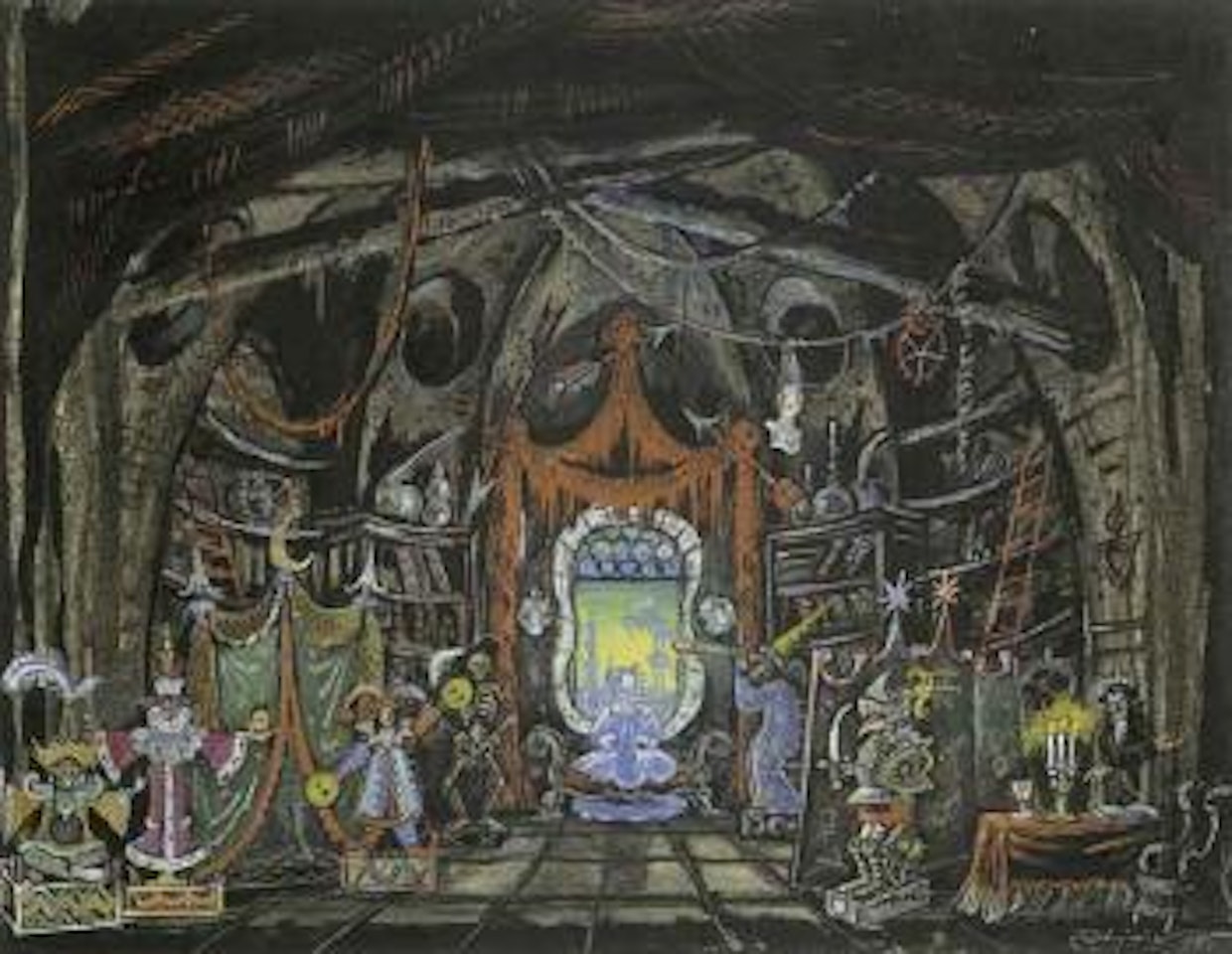 Coppelia, Ballets Russes de Monte Carlo, New York, Acte II by Mstislav Valerianovich Dobuzhinsky