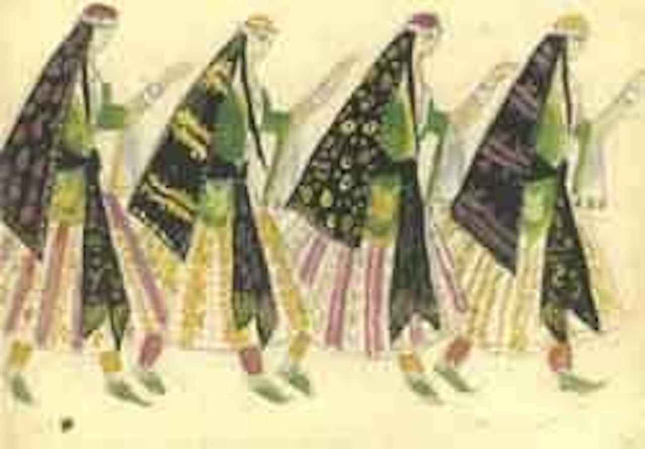 Etude comprenant 4 costumes feminins by Mstislav Valerianovich Dobuzhinsky