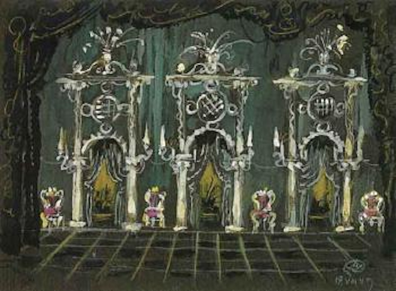 Le jour d'anniversaire, Ballet Russe de Monte Carlo, New York by Mstislav Valerianovich Dobuzhinsky