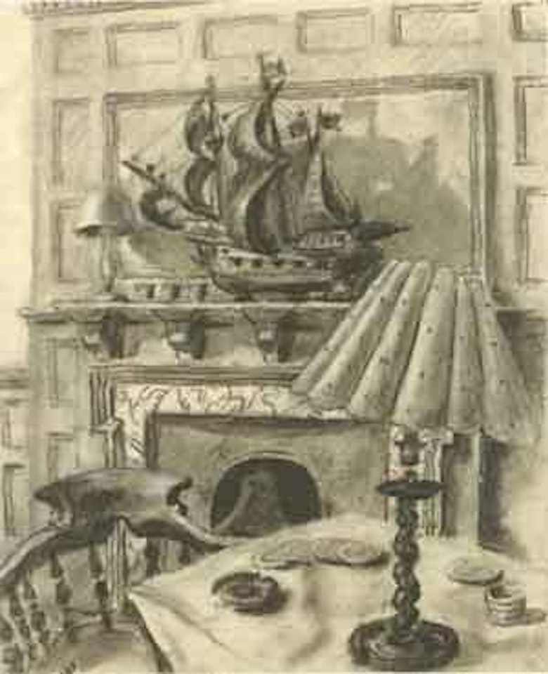 Vues d'interieur du club polonais a Londres by Mstislav Valerianovich Dobuzhinsky