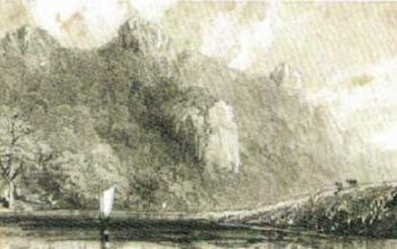 Morwell Rocks on the river Tamar by Edward Lear