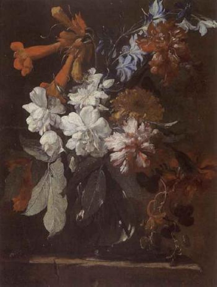 Bouquet of flowers in glass vase by Abraham Brueghel