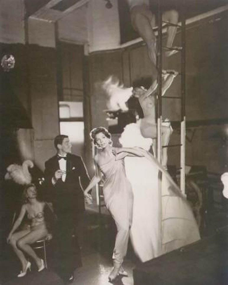 Suzy Parker and Robin Tattersall, evening dress by Griffe, Folies-Bergere by Richard Avedon