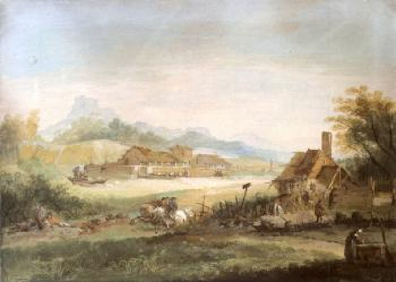 Landscape with riders. Fair by Giuseppe Bernardino Bison