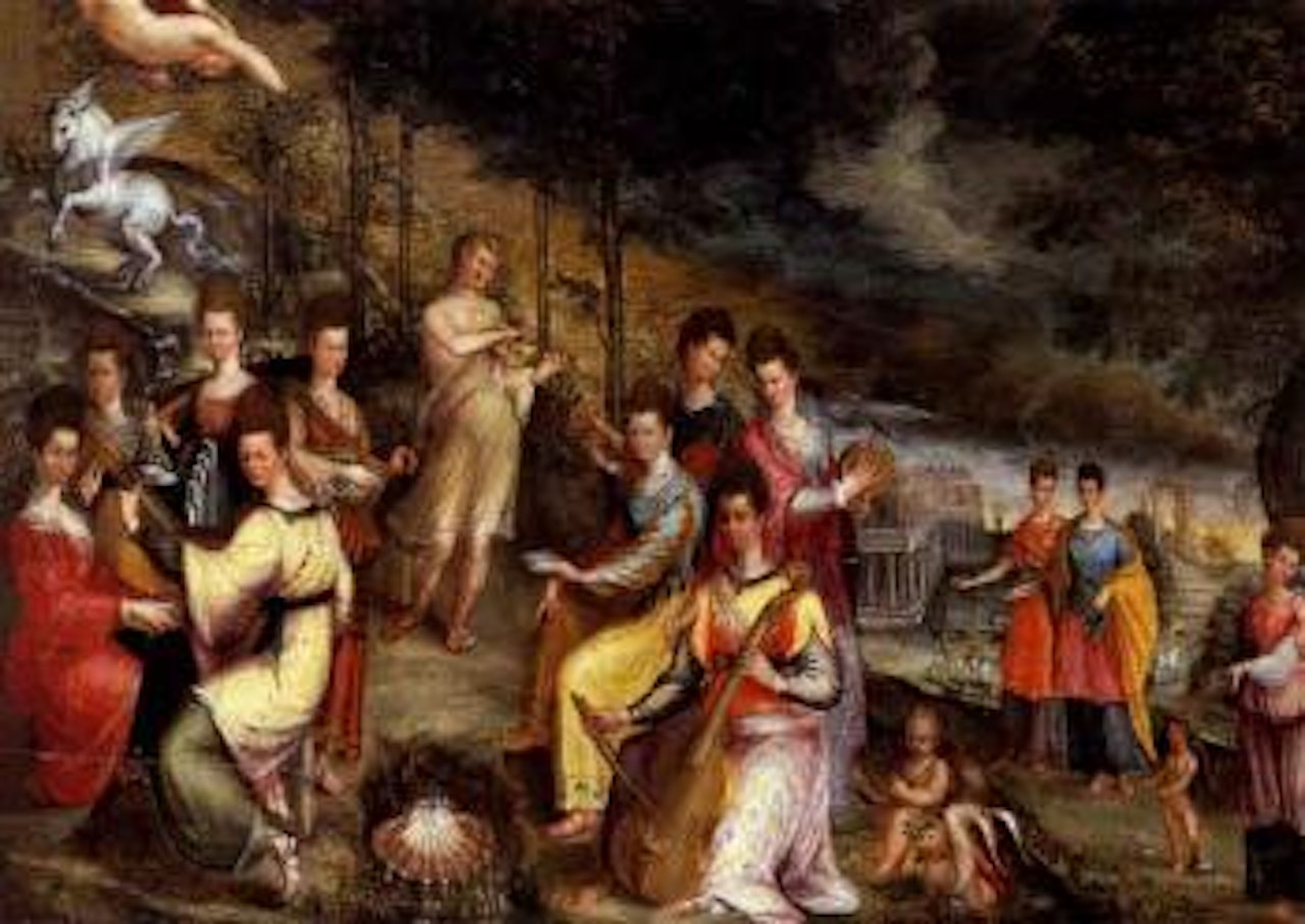 Apollus and muses by Flemish School