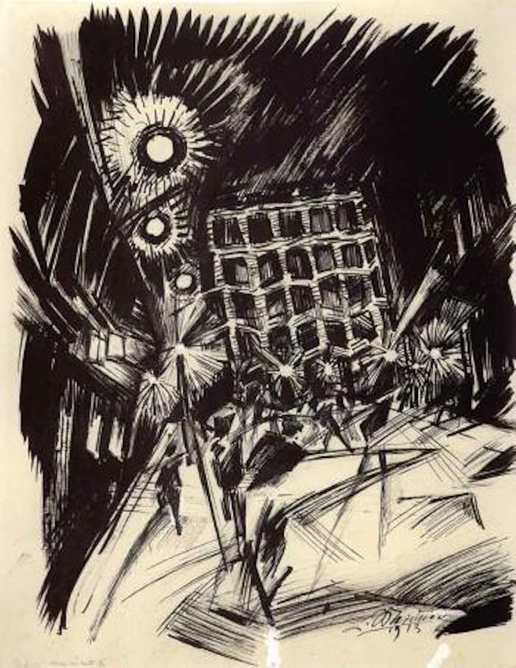 Street at night by Ludwig Meidner