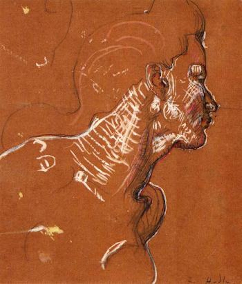 Frauenkopf nach rechts - Female head looking to the right by Ferdinand Hodler