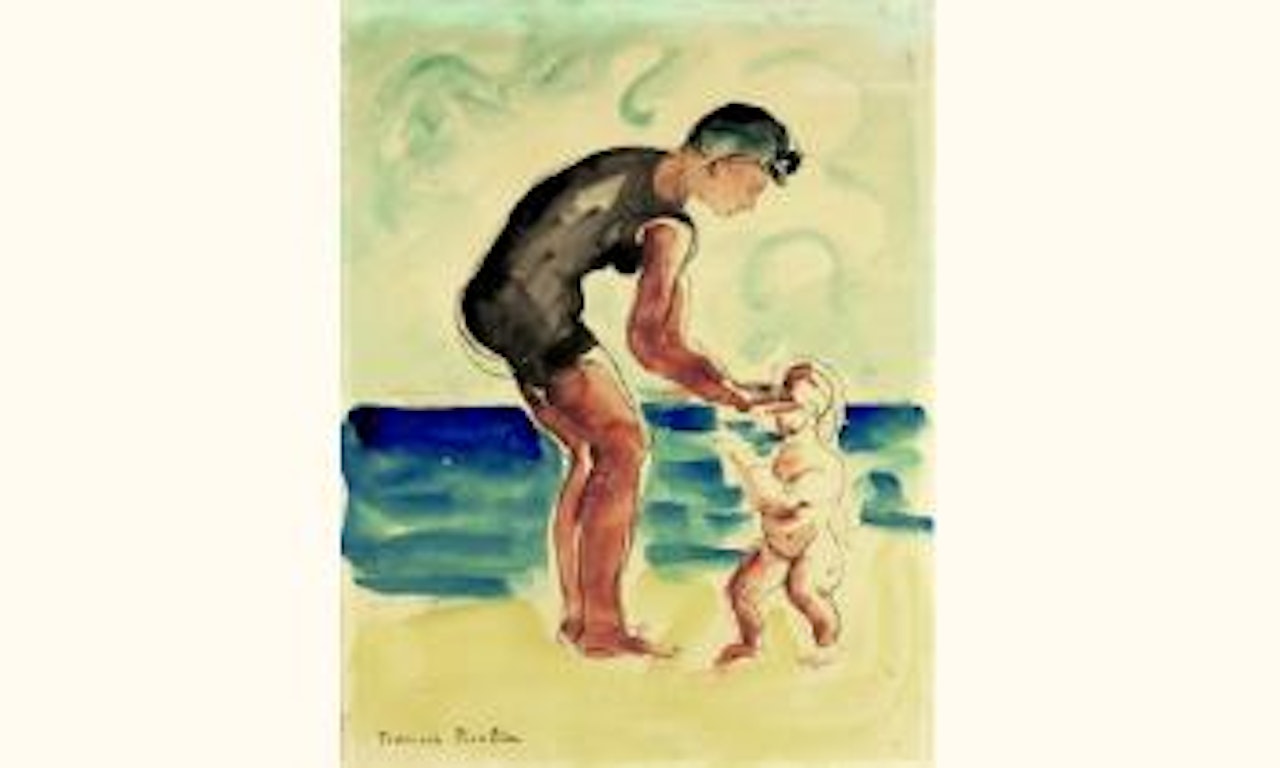 Femme et enfant sur une plage by Francis Picabia