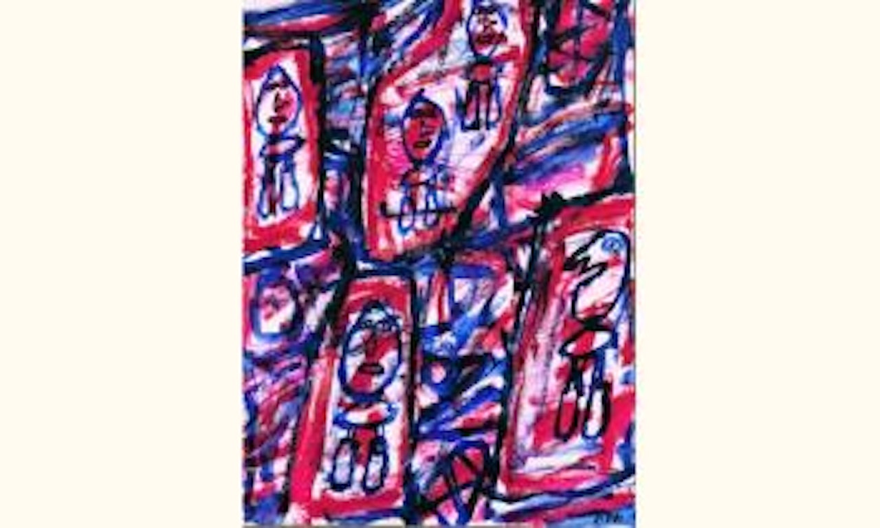 Site avec personnages by Jean Dubuffet