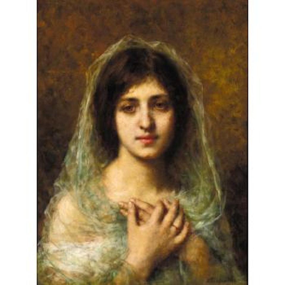 Portrait of young girl by Alexei Harlamoff