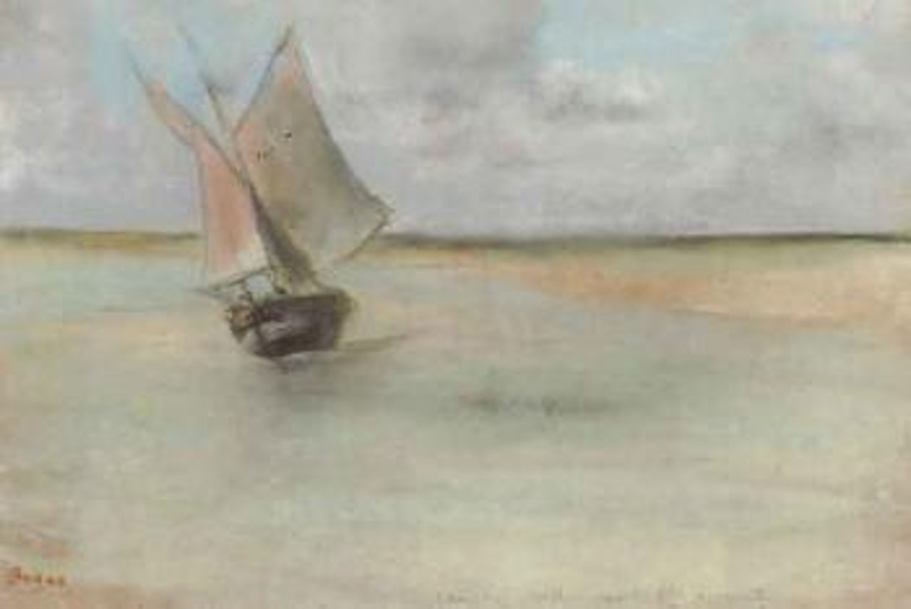 Bateau de peche a l'entree du port de Dives by Edgar Degas
