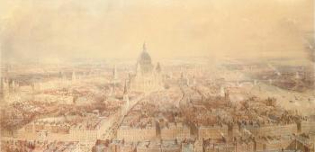 View of London from the steeple of Saint Bride's Church by Thomas Allom