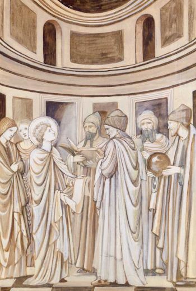 Saint Catherine disputing with the pagan philosophers by Edward Coley Burne-Jones