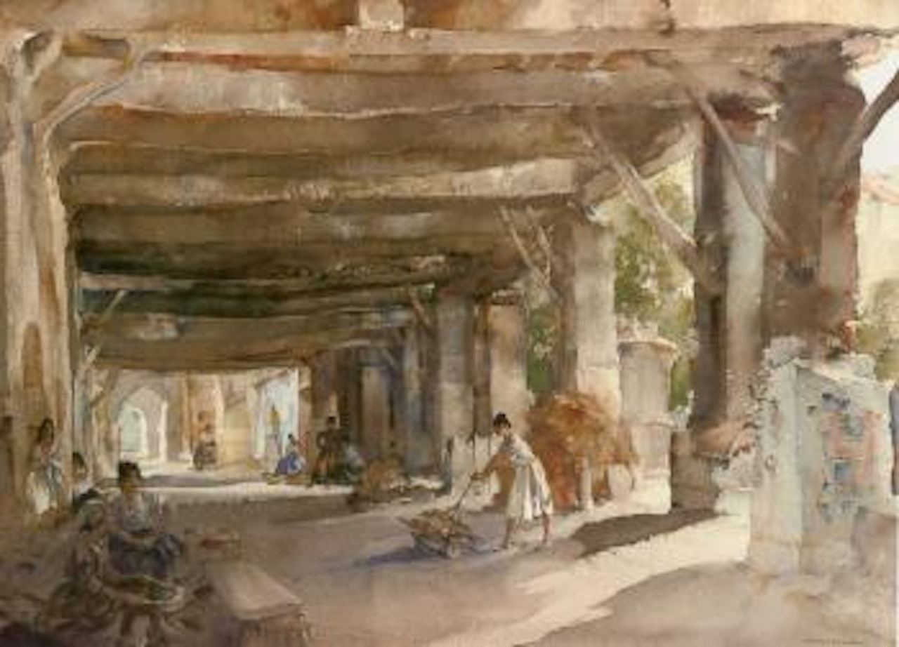 Gossip after market by William Russell Flint