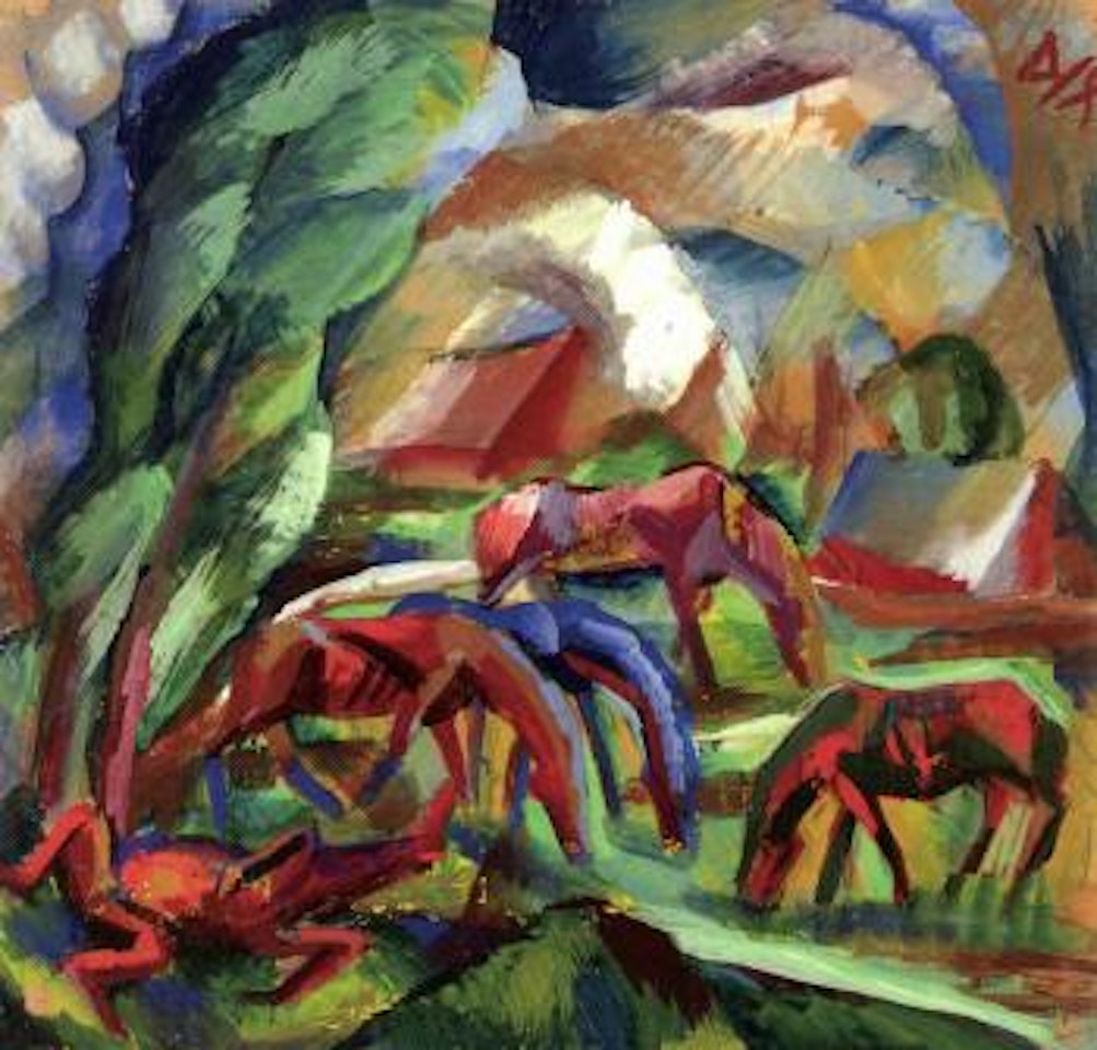 Weidende pferde by Otto Dix