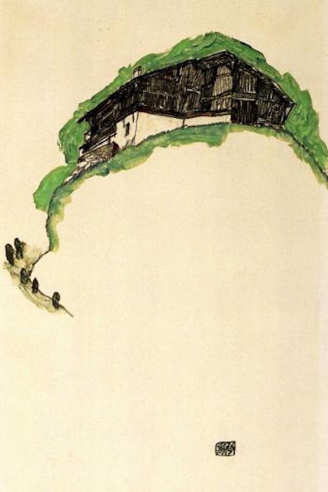Bauernhaus auf dem hugel by Egon Schiele