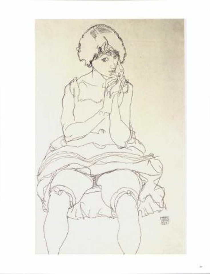 Sitzende frau - Seated lady by Egon Schiele