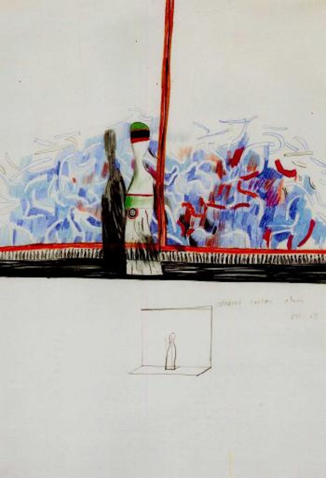 Coloured curtain study by David Hockney