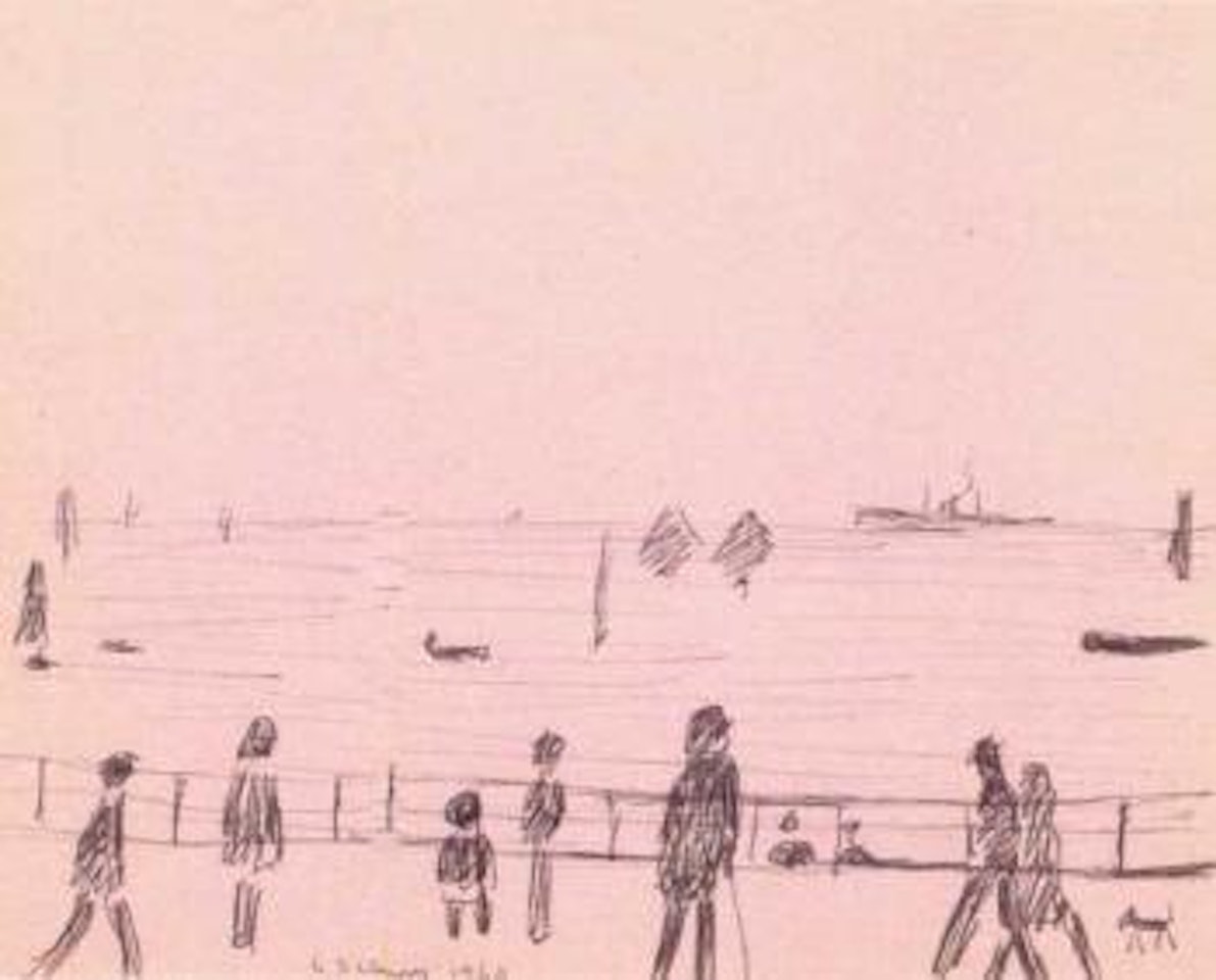 Figures in a street. Figures by the seaside by Laurence Stephen Lowry