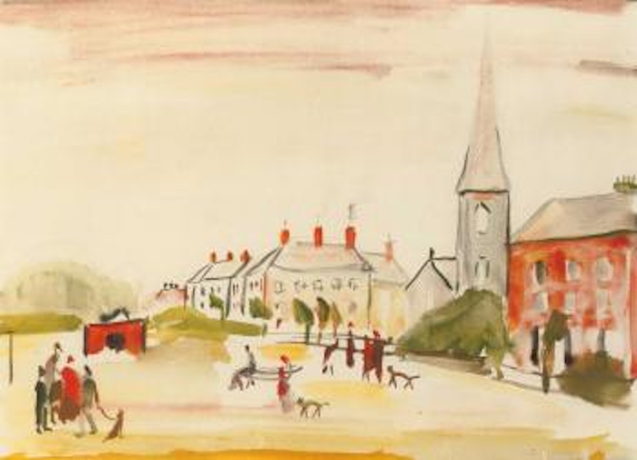 The village green by Laurence Stephen Lowry