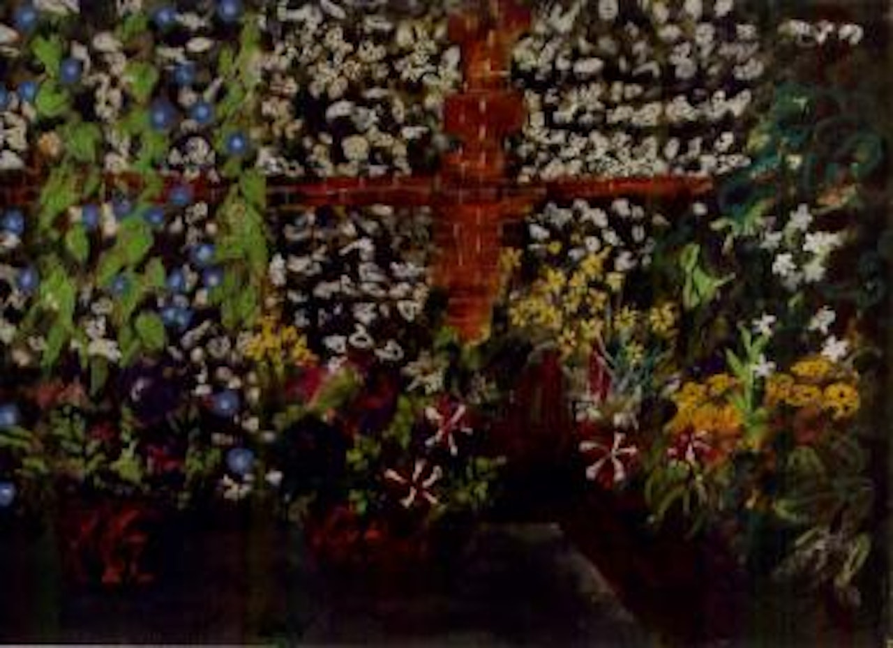 Morning glories on the terrace by John Piper