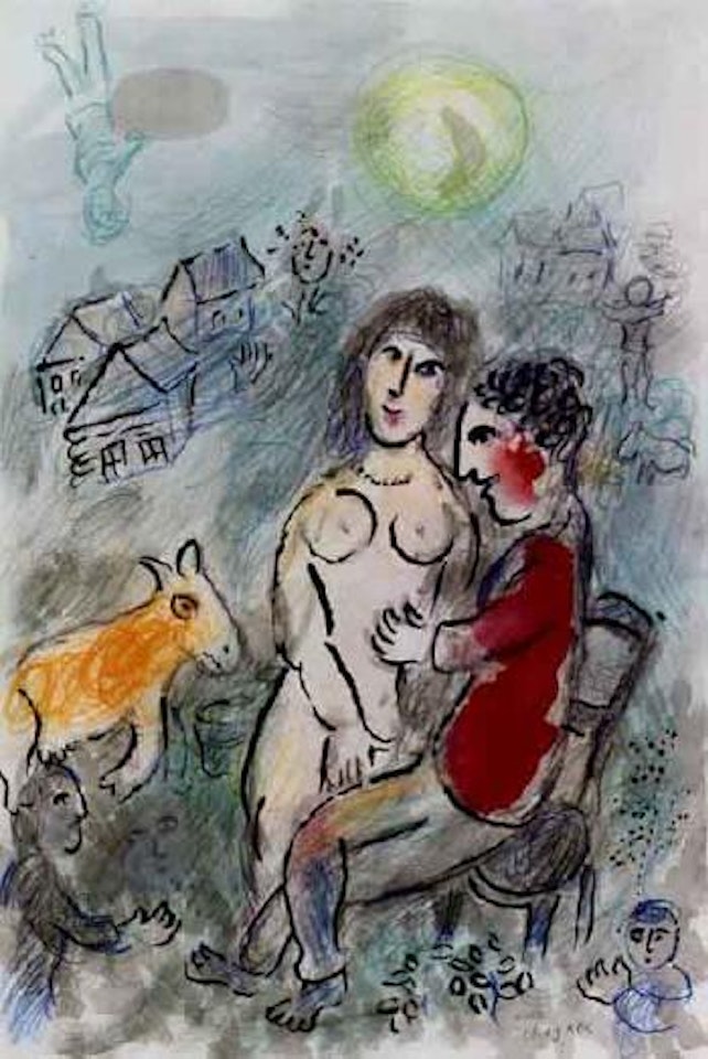 Les amoureaux au village by Marc Chagall