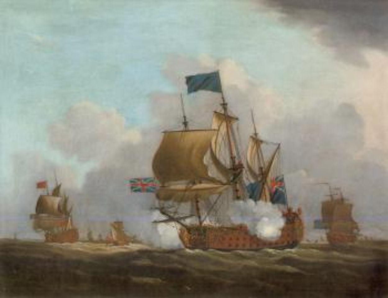 The Royal William saluting the flagship of a Vice-Admiral of the Red by Francis Swaine