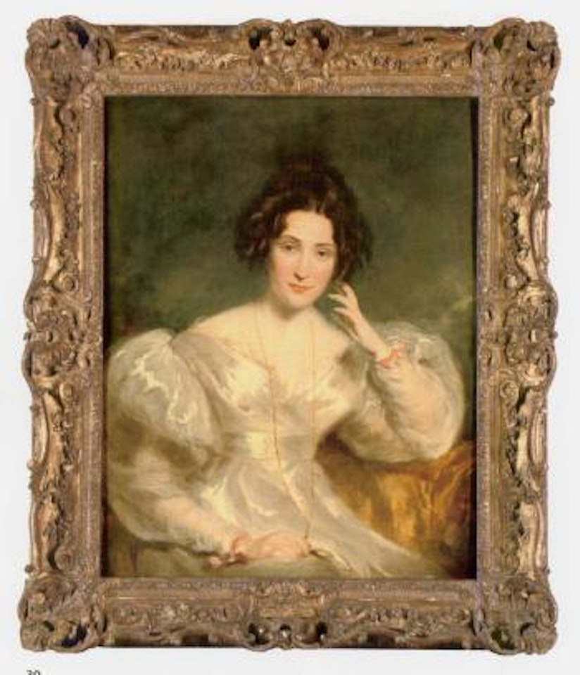 Portrait of Mrs Sinclair in a white dress, with an eyeglass on a chain by Sir Thomas Lawrence