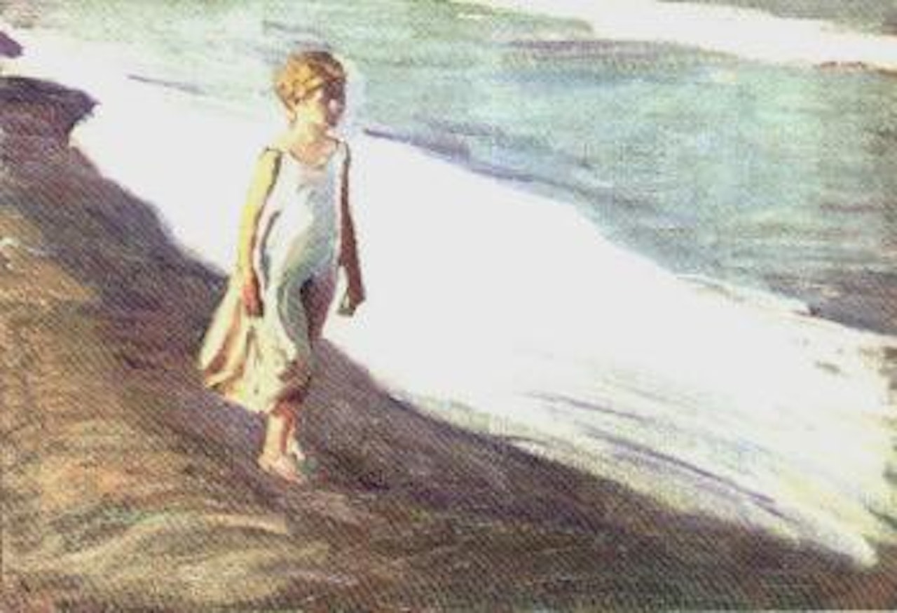 Nina en la playa - Girl on the beach by Joaquin Sorolla Y Bastida