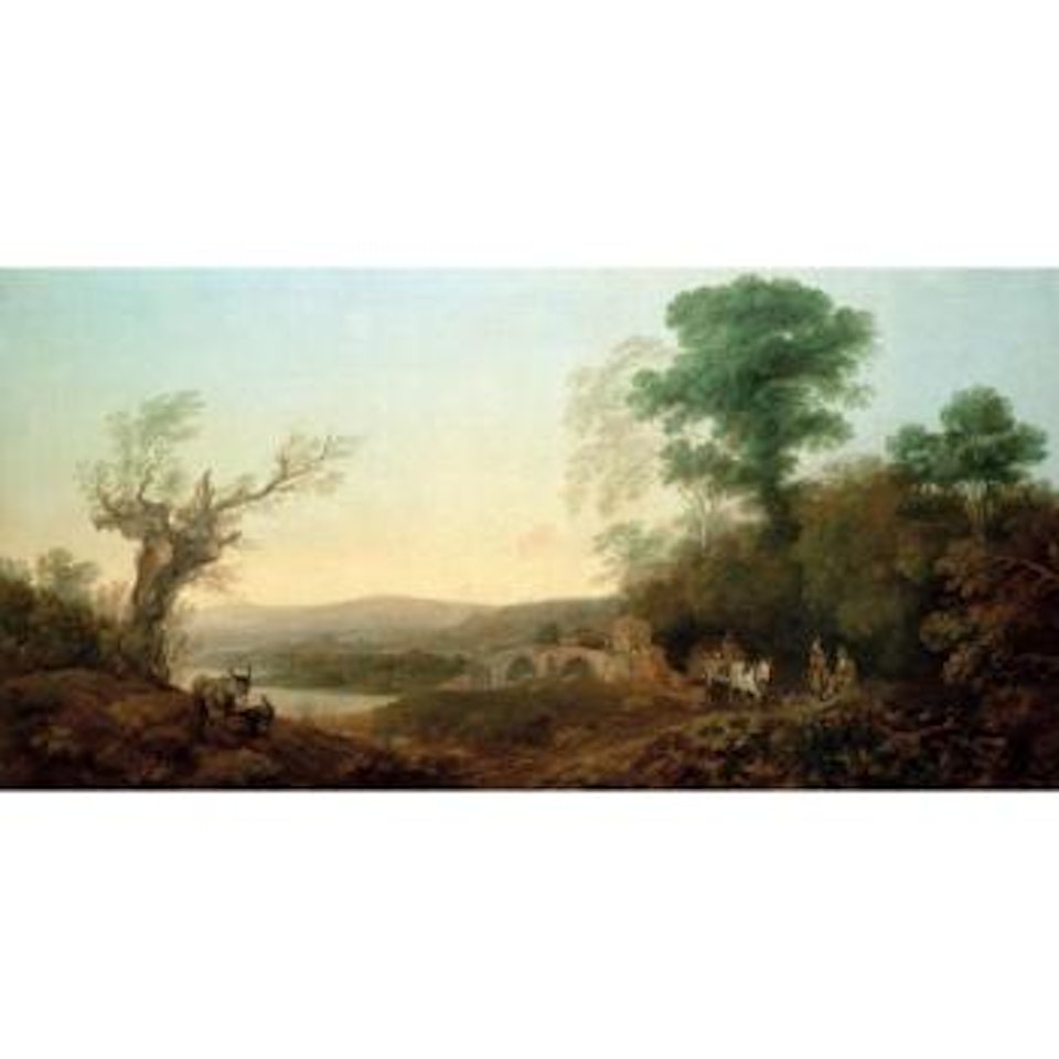 River landscape with travellers resting on the edge of the wood by Thomas Gainsborough